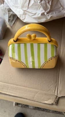 Ceramic Purse Coin Bank “Shoe Money” Handbag Shape Decor - Thumbnail 7