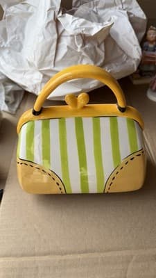 Ceramic Purse Coin Bank “Shoe Money” Handbag Shape Decor - Thumbnail 3