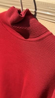 Donna Karan NY Red Turtleneck Sweater Womens Ribbed Bergdorf Goodman - Thumbnail 2