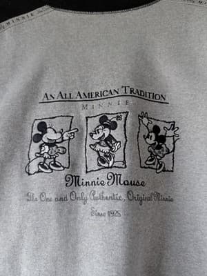 Vintage Walt Disney World Minnie Mouse Sweatshirt Gray Black Crewneck Size L - Thumbnail 2