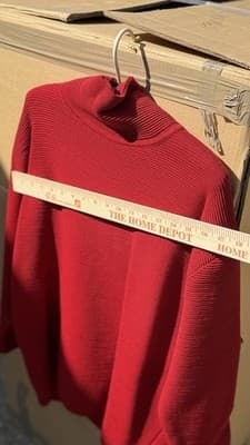 Donna Karan NY Red Turtleneck Sweater Womens Ribbed Bergdorf Goodman - Thumbnail 3