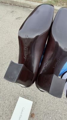 Calvin Klein Brown Leather Pumps Block Heel Square Toe Size 5.5 B Italy - Thumbnail 6