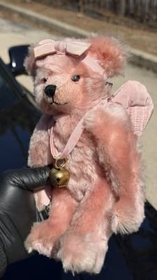 Hermann Pink Teddy Bear No 202 A Bell Ribbon Made in Germany - Thumbnail 7