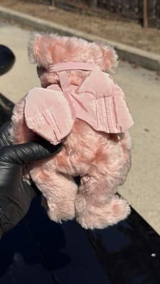 Hermann Pink Teddy Bear No 202 A Bell Ribbon Made in Germany - Thumbnail 10