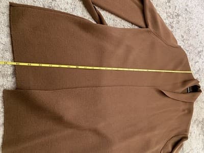 Anne Klein 100% Wool Cardigan Brown Belted Sweater Small Petite - Thumbnail 4