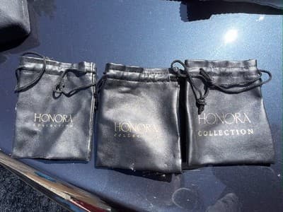Lot 3 Honora Collection Jewelry Pouches Black Drawstring Storage Bags