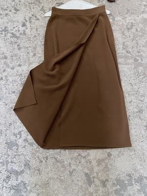 Anne Klein II 100% Wool Brown Sweater Skirt Set Petite S 2 Piece Outfit - Thumbnail 11