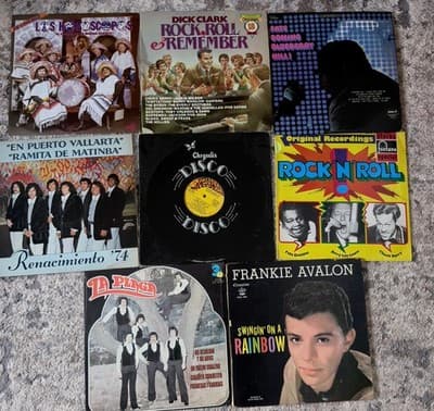 Vintage Vinyl Record Lot Rock N Roll Fats Domino Frankie Avalon Dick Clark