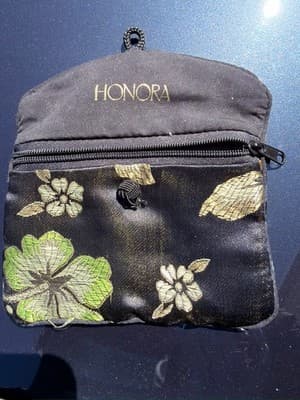 Honora Collection Floral Silk Jewelry Travel Pouch Zip & Drawstring