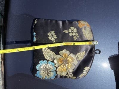 Honora Collection Floral Silk Jewelry Travel Pouch Zip & Drawstring - Thumbnail 4