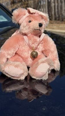 Hermann Pink Teddy Bear No 202 A Bell Ribbon Made in Germany - Thumbnail 2