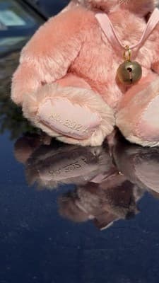 Hermann Pink Teddy Bear No 202 A Bell Ribbon Made in Germany - Thumbnail 5