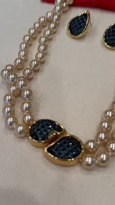 KJL Kenneth Jay Lane Pearl Necklace Earrings Set Designer Jewelry - Thumbnail 9