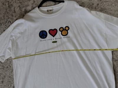 Walt Disney World Peace Love Mickey Mouse T-Shirt XXL White Graphic Tee USA Made - Thumbnail 6