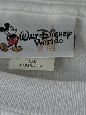 Walt Disney World Peace Love Mickey Mouse T-Shirt XXL White Graphic Tee USA Made - Thumbnail 3