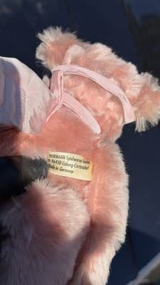 Hermann Pink Teddy Bear No 202 A Bell Ribbon Made in Germany - Thumbnail 11