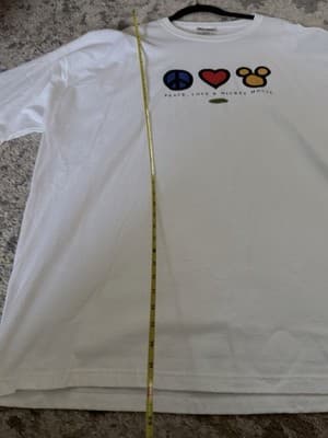 Walt Disney World Peace Love Mickey Mouse T-Shirt XXL White Graphic Tee USA Made - Thumbnail 7