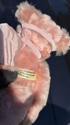 Hermann Pink Teddy Bear No 202 A Bell Ribbon Made in Germany - Thumbnail 12