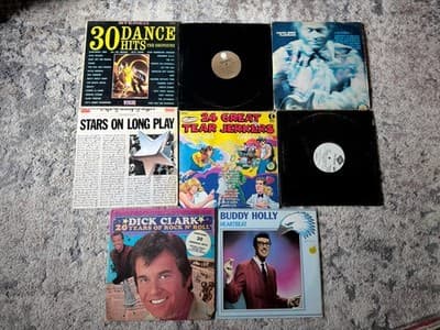 Vintage Vinyl Record Lot 8 LPs Rock Roll Disco Buddy Holly Chuck Berry