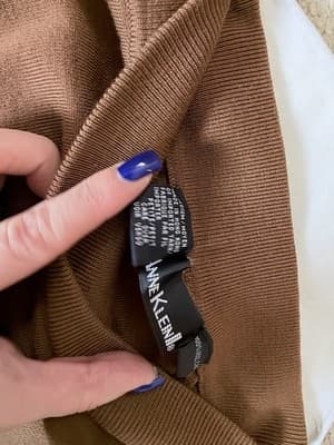 Anne Klein II 100% Wool Brown Sweater Skirt Set Petite S 2 Piece Outfit - Thumbnail 8