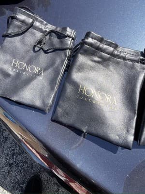 Lot 3 Honora Collection Jewelry Pouches Black Drawstring Storage Bags - Thumbnail 2