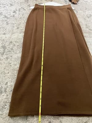 Anne Klein II 100% Wool Brown Sweater Skirt Set Petite S 2 Piece Outfit - Thumbnail 13