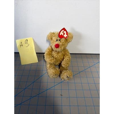 Ty Beanie Baby 1993 Teddy Bear Tan Curly Plush Red Nose Vintage Collectible