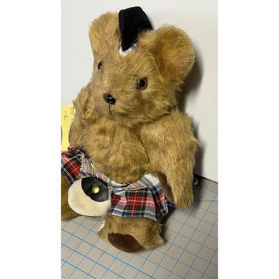 Vintage Scottish Teddy Bear Tartan Kilt Glengarry Bonnet Sporran 12 Inch Plush - Thumbnail 4
