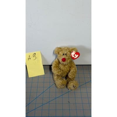 Ty Beanie Baby 1993 Teddy Bear Tan Curly Plush Red Nose Vintage Collectible - Thumbnail 2