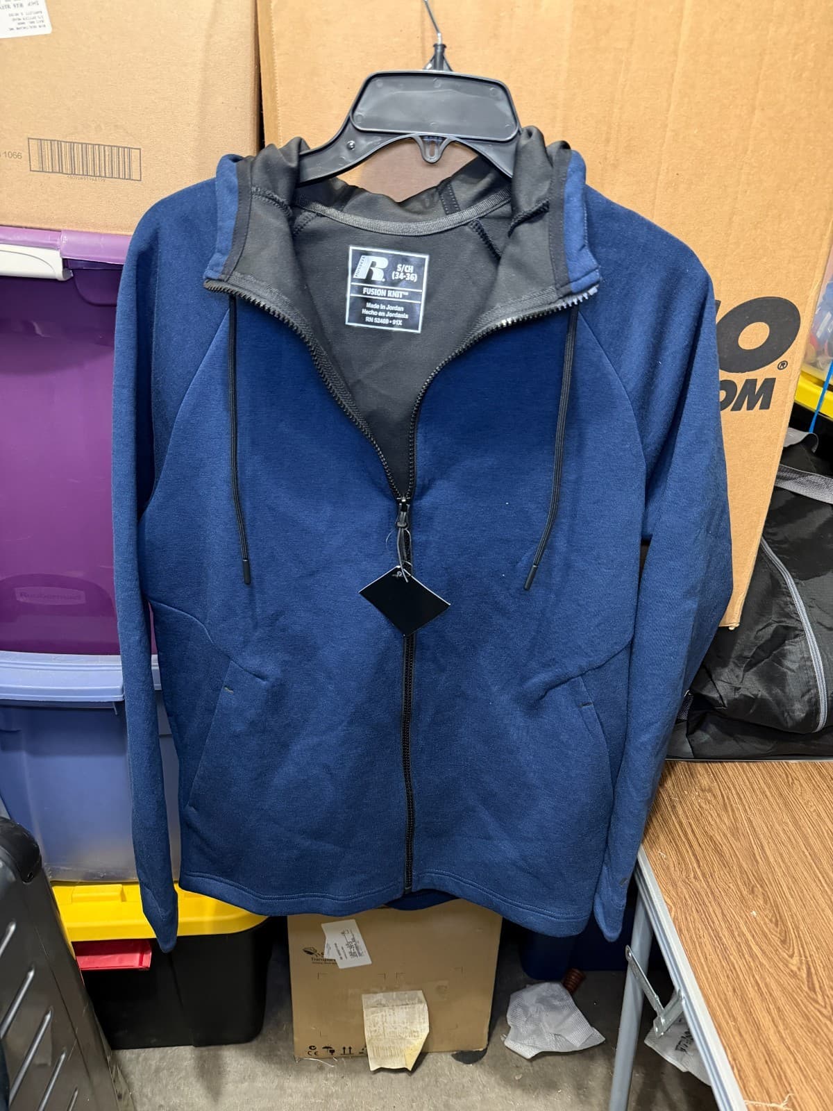 Russell Men’s Fusion Knit Full Zip Hoodie Jacket Blue Size S New w/ Tags