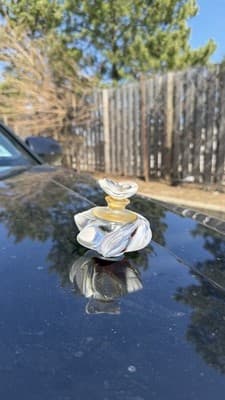 Lalique Samoa Crystal Perfume Bottle Frosted Clear Glass Red Accent - Thumbnail 2