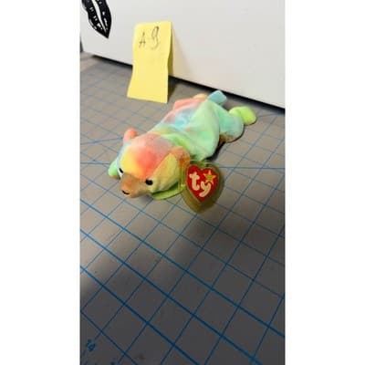 Ty Beanie Baby Sammy the Bear 1999 Rainbow Tie Dye Plush Collectible Toy