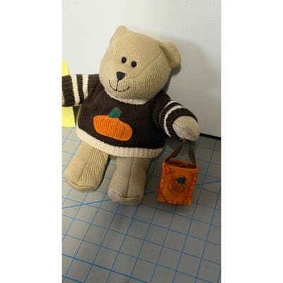 Starbucks Bearista 2009 Knit Bear Pumpkin Sweater Halloween Fall Plush 81st Ed - Thumbnail 5
