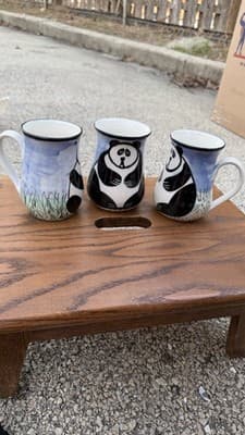 Karen Donleavy Designs Panda Mug Set of 3 Hand Painted Pottery Cups - Thumbnail 7