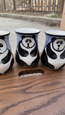 Karen Donleavy Designs Panda Mug Set of 3 Hand Painted Pottery Cups - Thumbnail 4