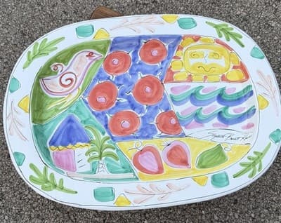 Elizabeth Barrett Roache Large Hand Painted Oval Serving Platter 24”