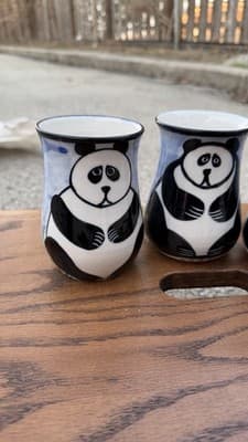 Karen Donleavy Designs Panda Mug Set of 3 Hand Painted Pottery Cups - Thumbnail 3