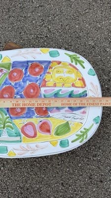 Elizabeth Barrett Roache Large Hand Painted Oval Serving Platter 24” - Thumbnail 6