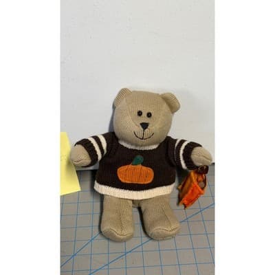 Starbucks Bearista 2009 Knit Bear Pumpkin Sweater Halloween Fall Plush 81st Ed - Thumbnail 3