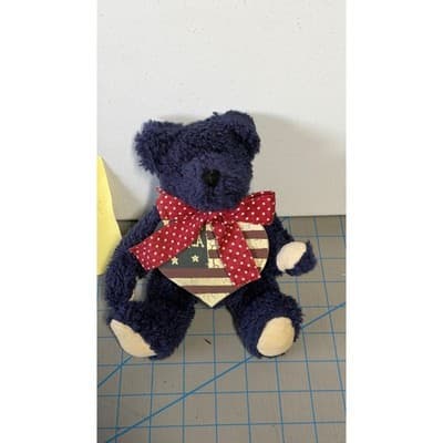 Boyds Collection Patriotic Navy Blue Teddy Bear American Flag Heart 8 Inch - Thumbnail 3