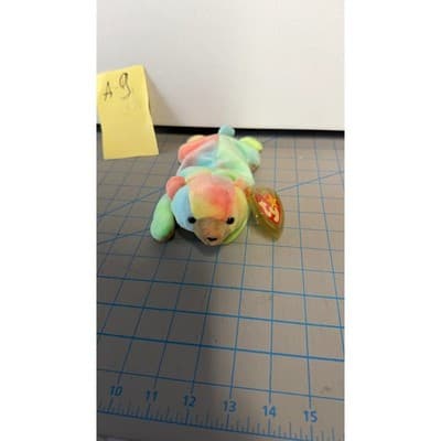 Ty Beanie Baby Sammy the Bear 1999 Rainbow Tie Dye Plush Collectible Toy - Thumbnail 6