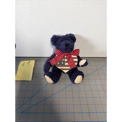 Boyds Collection Patriotic Navy Blue Teddy Bear American Flag Heart 8 Inch
