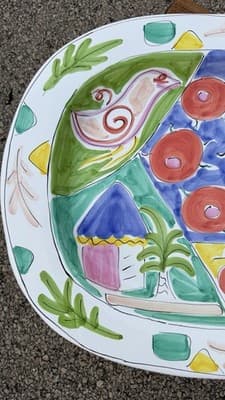 Elizabeth Barrett Roache Large Hand Painted Oval Serving Platter 24” - Thumbnail 2