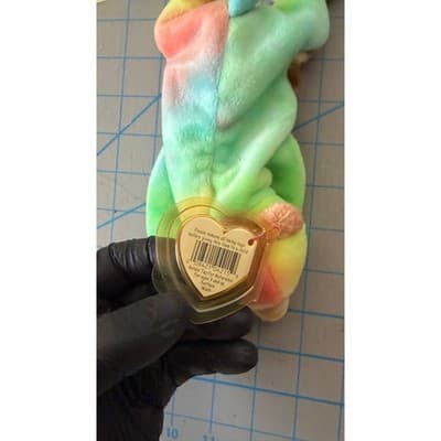 Ty Beanie Baby Sammy the Bear 1999 Rainbow Tie Dye Plush Collectible Toy - Thumbnail 4