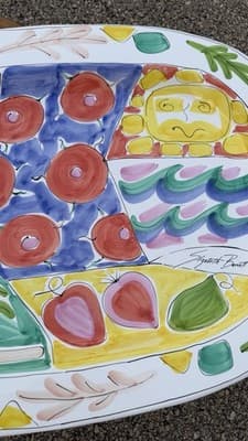 Elizabeth Barrett Roache Large Hand Painted Oval Serving Platter 24” - Thumbnail 4