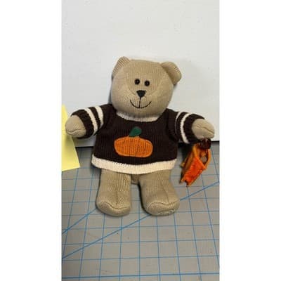 Starbucks Bearista 2009 Knit Bear Pumpkin Sweater Halloween Fall Plush 81st Ed - Thumbnail 4