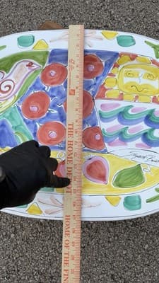 Elizabeth Barrett Roache Large Hand Painted Oval Serving Platter 24” - Thumbnail 7
