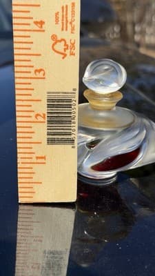 Lalique Samoa Crystal Perfume Bottle Frosted Clear Glass Red Accent - Thumbnail 11