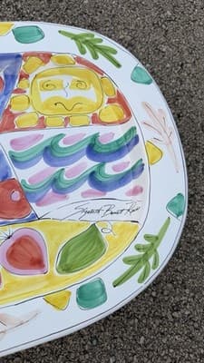Elizabeth Barrett Roache Large Hand Painted Oval Serving Platter 24” - Thumbnail 5