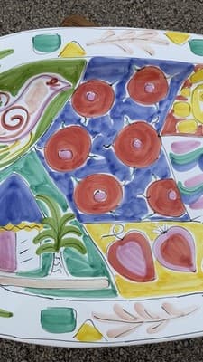 Elizabeth Barrett Roache Large Hand Painted Oval Serving Platter 24” - Thumbnail 3